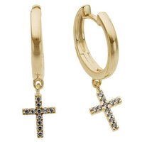 Firetti Paar Creolen Schmuck Geschenk Gold 333 Kreuz, mit Brillant - Krappenfassung von Firetti