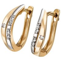 Firetti Paar Creolen Schmuck Geschenk Gold 375 Ohrschmuck Creole, mit Brillant - Krappenfassung von Firetti