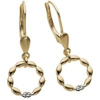 Firetti Paar Ohrhänger Schmuck Geschenk Gold 333 Ohrschmuck Patentbrisur Glitzer, mit Brillant - Krappenfassung von Firetti