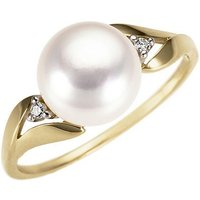 Firetti Perlenring Schmuck Geschenk Gold 333 Fingerring Damenring Perle, mit Süßwasserzuchtperle - mit Brillanten von Firetti