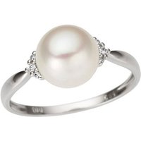 Firetti Perlenring Schmuck Geschenk Gold 333 Fingerring Damenring Perle, mit Süßwasserzuchtperle - mit Brillanten von Firetti