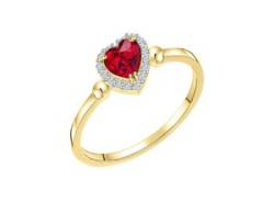 Goldring FIRETTI "Schmuck Geschenk Gold 375 Damenring Goldring" Fingerringe Gr. 56, Gelbgold 375, 1 mm, bunt (gelbgoldfarben, weißgoldfarben, kristallweiß, rot, rot) Damen Fingerringe von Firetti