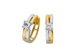 Paar Creolen FIRETTI "Schmuck Geschenk Gold 585, in Bicolor und Solitär-Optik" Ohrringe Gr. 0,5 ct P1 = bei 10-facher Vergrößerung erkennbare Einschlüsse, Gelbgold 585-Diamanten, goldfarben (gelbgoldfarben, weißgoldfarben) Damen Creolen von Firetti