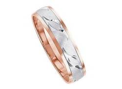 Trauring FIRETTI "Schmuck Geschenk Gold 375 Hochzeit Ehering "LIEBE"" Fingerringe Gr. 16,5, ohne Brillant, Weißgold 375-Roségold 375, 5 mm, rosegold (weißgoldfarben, roségoldfarben) Trauringe Made in Germany, wahlweise mit oder ohne Brillant von Firetti