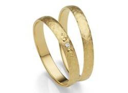 Trauring FIRETTI "Schmuck Geschenk Gold 375 Hochzeit Ehering "LIEBE"" Fingerringe Gr. 50, 0,01 ct SI = kleine Einschlüsse mit Brillant, Gelbgold 375, 3 mm, gelb (gelbgoldfarben) Trauringe von Firetti