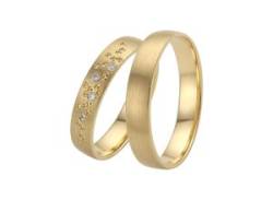 Trauring FIRETTI "Schmuck Geschenk Gold 375 Hochzeit Ehering "LIEBE" Sterne" Fingerringe Gr. 17,5, 0,03 ct SI = kleine Einschlüsse mit Brillanten, Gelbgold 375, 4 mm, gelb (gelbgoldfarben) Trauringe von Firetti