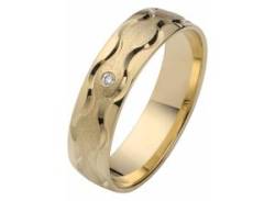 Trauring FIRETTI "Schmuck Geschenk Gold 375 Hochzeit Ehering "LIEBE" Welle" Fingerringe Gr. 21, 0,01 ct SI = kleine Einschlüsse mit Brillant, Gelbgold 375, 5 mm, gelb (gelbgoldfarben) Trauringe von Firetti