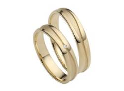 Trauring FIRETTI "Schmuck Geschenk Gold 750 Hochzeit Ehering "LIEBE"" Fingerringe Gr. 50, 0,01 ct SI = kleine Einschlüsse mit Brillant, Gelbgold 585, 4 mm, gelb (gelbgoldfarben) Trauringe Made in Germany, wahlweise mit oder ohne Brillant von Firetti