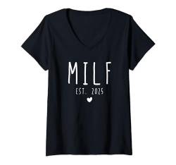 Damen Upgrade auf Milf Est. 2025 Neue heiße Mama Damen MILF T-Shirt mit V-Ausschnitt von First Time Mom EST 2025 Loading Promoted to Mom