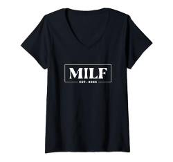 Damen Upgrade auf Milf Est. 2025 Neue heiße Mama Damen MILF T-Shirt mit V-Ausschnitt von First Time Mom EST 2025 Loading Promoted to Mom