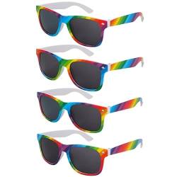 Firtink 4 Stück Regenbogen Sonnenbrille Gay Pride Regenbogen Stil Sonnenbrille Retro Sonnenbrille für Herren Damen für Festivals Pride Party, bunt von Firtink
