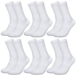 Firtink 6 Paare Sportsocken Weiß Herren, 39-44 Tennissocken Baumwolle Herrensocken Sportsocken Lange weiß Socken für Herren Damen von Firtink