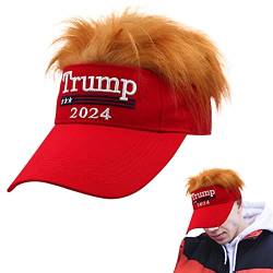 Firulab Trumpf 2024 Hut | Trump 2024 Baseballmützen mit Haaren Lustige Perücken,Half Hat Support für Trump Hat, verstellbare 2024-Baseballmütze, Outdoor-Sonnenschutz-Baseballmütze von Firulab