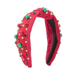 Kristall geknotetes Stirnband | Rotes Haarband - Breites, schlichtes, mit Strasssteinen verziertes, geknotetes Stirnband für die Feiertage, festliche Weihnachtsgeschenke Firulab von Firulab