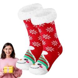 Weihnachtssocken, Startseite Plüsch-Weihnachtstagssocken, Weiche, weihnachtliche, gemütliche, mit Fleece gefütterte Slipper-Gripper-Socke für Mädchen als Weihnachtsgeschenk Firulab von Firulab