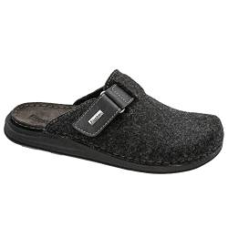 Fischer Markenschuh Herren Pantoletten, Männer Hausschuhe,gaeste-Hausschuhe,hauslatsch,hofschuh,pantine,treter,finken,Anthrazit,43 EU / 9.5 UK von Fischer Markenschuh