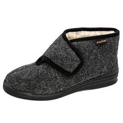 Fischer Markenschuh Unisex - Erwachsene, Damen,Herren, Verbandschuhe, Hausschuhe,warm gefüttert,Klett-Hausschuhe,anthrazit,44 EU / 10 UK von Fischer Markenschuh