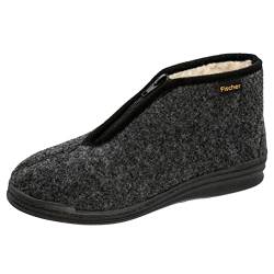 Fischer Markenschuh Unisex - Erwachsene, Damen,Herren, Verbandschuhe, Hausschuhe,warm gefüttert,reißverschluss,anthrazit,44 EU / 10 UK von Fischer Markenschuh