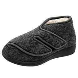 Fischer Markenschuh Unisex - Erwachsene, Damen,Herren Hausschuhe,Wechselfußbett,warm gefüttert,Klett-Hausschuhe,Mules,Anthrazit,38 EU / 4.5 UK von Fischer Markenschuh