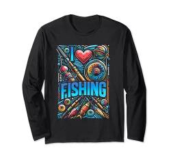 Angelausrüstung Fischjagd Geschenk für Angler in Seen Shirt Langarmshirt von Fisherman Fishing Hunting Tee Gift for Men & Women