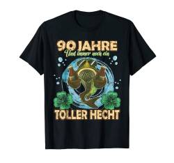 Lustiges Angler fischen angeln 90 jahre alt zum Geburtstag T-Shirt von Fishing Birthday Angler Geschenk & Fische Outfit