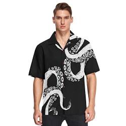 Fisyme Hawaii-Hemd für Herren, lockere Passform, kurzärmelig, Button-Down, Strand, Freizeithemden, Multi-Tentakel Octopus, Groß von Fisyme