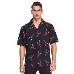 Fisyme Hawaii-Hemd für Herren, lockere Passform, kurzärmelig, Button-Down-Strand, Freizeithemden, Multi-Hummer, 3X-Groß von Fisyme