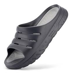 FitVille Badeschuhe Herren Weit Diabetiker Slippers Sommer Orthopädischer Pantoletten für Briete Füße Schwarz 43/44 EU Weit von FitVille