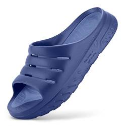 FitVille Breit Diabetiker Badeschuhe Herren Orthopädischer Slippers mit Fußgewölbestütze Gesundheitsschuhe für Geschwollene Füße Blau 42 EU Weit von FitVille