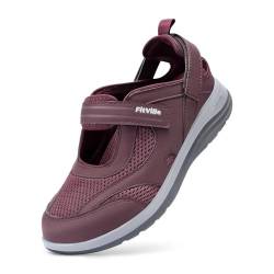 FitVille Extra Breit Senioren Sportlich Sandalen Damen Pflege Fitnesss Sommerschuhe Orthopädische Reha-Schuh Burgunderrot 39.5 EU X-Weit von FitVille