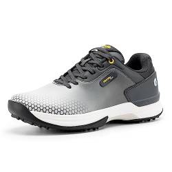 FitVille Extra Weit Golfschuhe für Herren wasserdicht Golfschuh Herren mit Schnürung Atmungsaktiv Trainingsschuh für Golf Hellgrau 49 EU Weit von FitVille