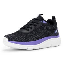 FitVille Extra Weit Walkingschuhe Damen Sportschuhe Leichte Weite Sneaker Atmungsaktive Joggingschuhe Freizeitschuhe Bequeme Schuhe für Breite Füße,Schwarz mit Violett,42,Weit von FitVille