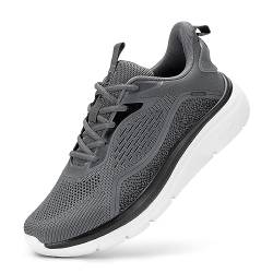 FitVille Extra Weite Laufschuhe Herren Walking Schuhe Atmungsaktive Sportschuhe Dämpfung Straßenlaufschuhe Bequeme Joggingschuhe Leicht rutschfest Turnschuhe,Dunkelgrau,44,X-Weit von FitVille