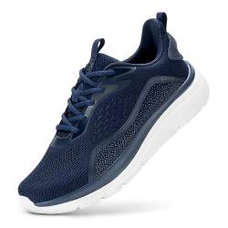 FitVille Extra Weite Laufschuhe Herren Walking Schuhe Atmungsaktive Sportschuhe Dämpfung Straßenlaufschuhe Bequeme Joggingschuhe Leicht rutschfest Turnschuhe,Marineblau,43,Weit von FitVille