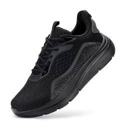 FitVille Extra Weite Laufschuhe Herren Walking Schuhe Atmungsaktive Sportschuhe Dämpfung Straßenlaufschuhe Bequeme Joggingschuhe Leicht rutschfest Turnschuhe,Schwarz,40,X-Weit von FitVille