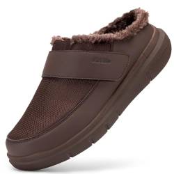 FitVille Herren Recovery Winter Slipper V3 Lammfell Diabetiker Hausschuhe mit Wechselfußbett Schlupfschuh bei Fußschmerzen Braun 43 EU Weit von FitVille