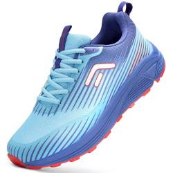 FitVille Laufschuhe Herren Extra Weite Traillaufschuhe Straßenlaufschuhe Breit Sneaker Leicht Sportschuhe Outdoor Schuhe Bequeme Fitnessschuhe Trekkingschuhe Turbo Blue Neon 42 EU Weit von FitVille