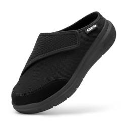 FitVille Senioren Gesundheits Pflege Pantoffeln mit Klett überbreite therapeutische Walking Reha-Schuh für Damen mit Arthritis Ödem nach OP Schwarz größe 36 EU X-Weit von FitVille