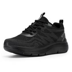 FitVille Walking Schuhe Damen Breit Sportschuhe Leichte Weite Sneaker Freizeit Turnschuhe Atmungsaktive Laufschuhe mit Dämpfung Bequeme Freizeitschuhe Outdoor Fitness Jogging,Schwarz,38.5 von FitVille