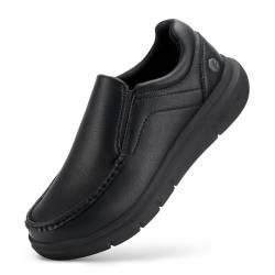 FitVille Weit Slip on Slipper & Mokassins für Herren EasyWalk Lederschuhe Freizeitschuhe Anzugschuhe Schwarz 41 EU Weit von FitVille