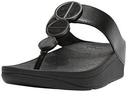 FitFlop Halo Metallic-Trim Toe Post Sandals All Black 5 M (B) von Fitflop