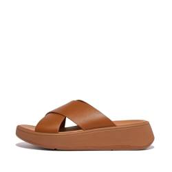 Fitflop Damen F-Mode Leder Flatform Cross Slides Sandale, Hellbraun, 41 EU von Fitflop