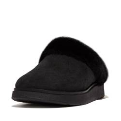 Fitflop Damen GEN-FF Shearling-Collar Suede Slippers Hausschuh, Schwarz, 37 EU von Fitflop