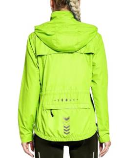 FitsT4 Sports Damen Fahrradjacke Radfahren Laufen Jacken Leichtgewicht Wasserdicht Windbreaker Wanderjacke Reflektierend Trekking Regenjacke mit Kapuze,Fluorescent Gelb,XL von FitsT4 Sports