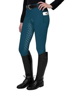 FitsT4 Sports Damen Reitleggings Silikon Vollbesatz Reithose mit Handytasche und Gürtelschlaufen,Navy Blau,Gr.S von FitsT4 Sports