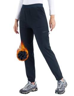 FitsT4 Sports Damen Wanderhose Fleece gefüttert Wasserdicht Winddicht Outdoor Cargo Jogger Winter Warme Camping Hose mit Reißverschluss Taschen von FitsT4 Sports