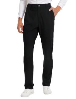 FitsT4 Sports Herren-Golfhosen 30"/32" Slim Fit Stretch Lange Golfhosen Passform-Alltagskomfort für Freizeit und Arbeit,Schwarz,31W/30L von FitsT4 Sports