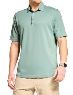 FitsT4 Sports Herren Poloshirt Kurzarm Golf Tennis Regular Fit Shirt Sport Atmungsaktiv Polo Shirts Sommer Freizeit T-Shirt,Grün,XL von FitsT4 Sports