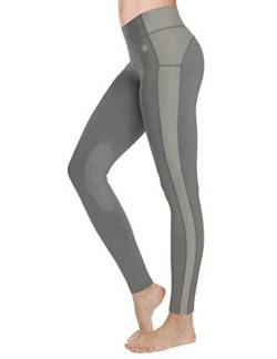 FitsT4 Sports Reithose Reitleggings Damen Mädchen Kinder mit Kniebesatz und Innentasche, elastische Jodhpurhose REIT-Tights für Reitschule Reitsport Radfahren,Anthrazit,XL von FitsT4 Sports