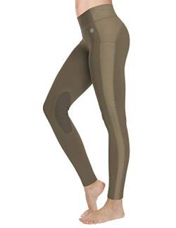 FitsT4 Sports Reithose Reitleggings Damen Mädchen Kinder mit Kniebesatz und Innentasche, elastische Jodhpurhose REIT-Tights für Reitschule Reitsport Radfahren,Schokolade,XL von FitsT4 Sports